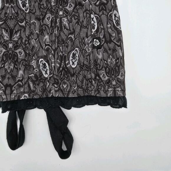 Tripp NYC Shirt Womens Medium Purple Black Tank Corset Skull Brocade - Picture 4 of 13